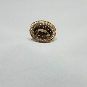 Light brown and white crystal accent ring